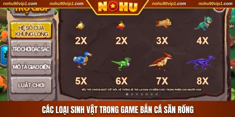Các loại sinh vật trong game bắn cá săn Rồng