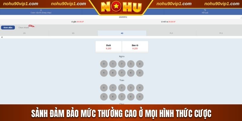 Sảnh đảm bảo mức thưởng cao ở mọi hình thức cược