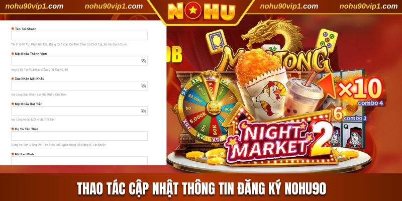 Thao tác cập nhật thông tin đăng ký NOHU90
